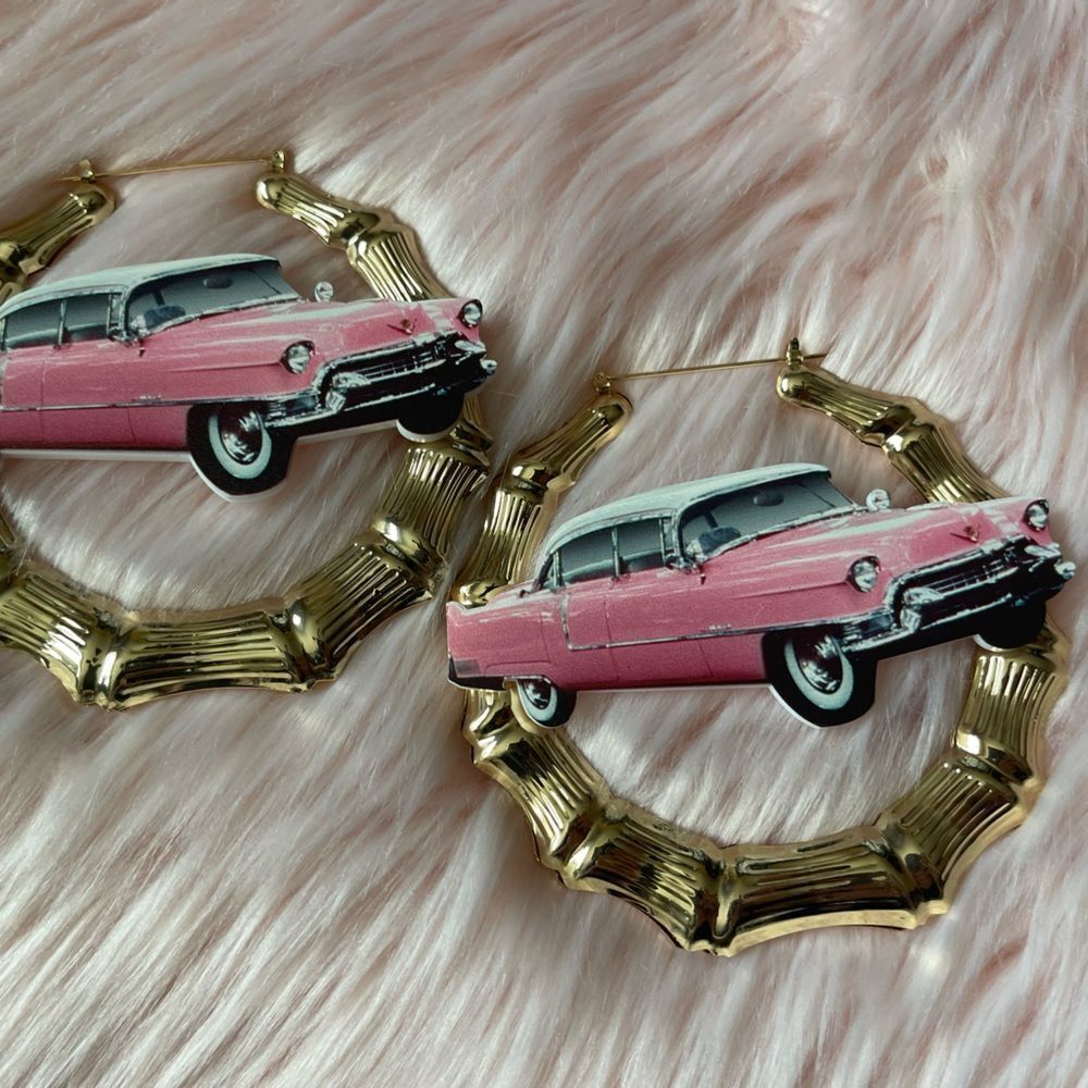 Pink Cadillac hoops 